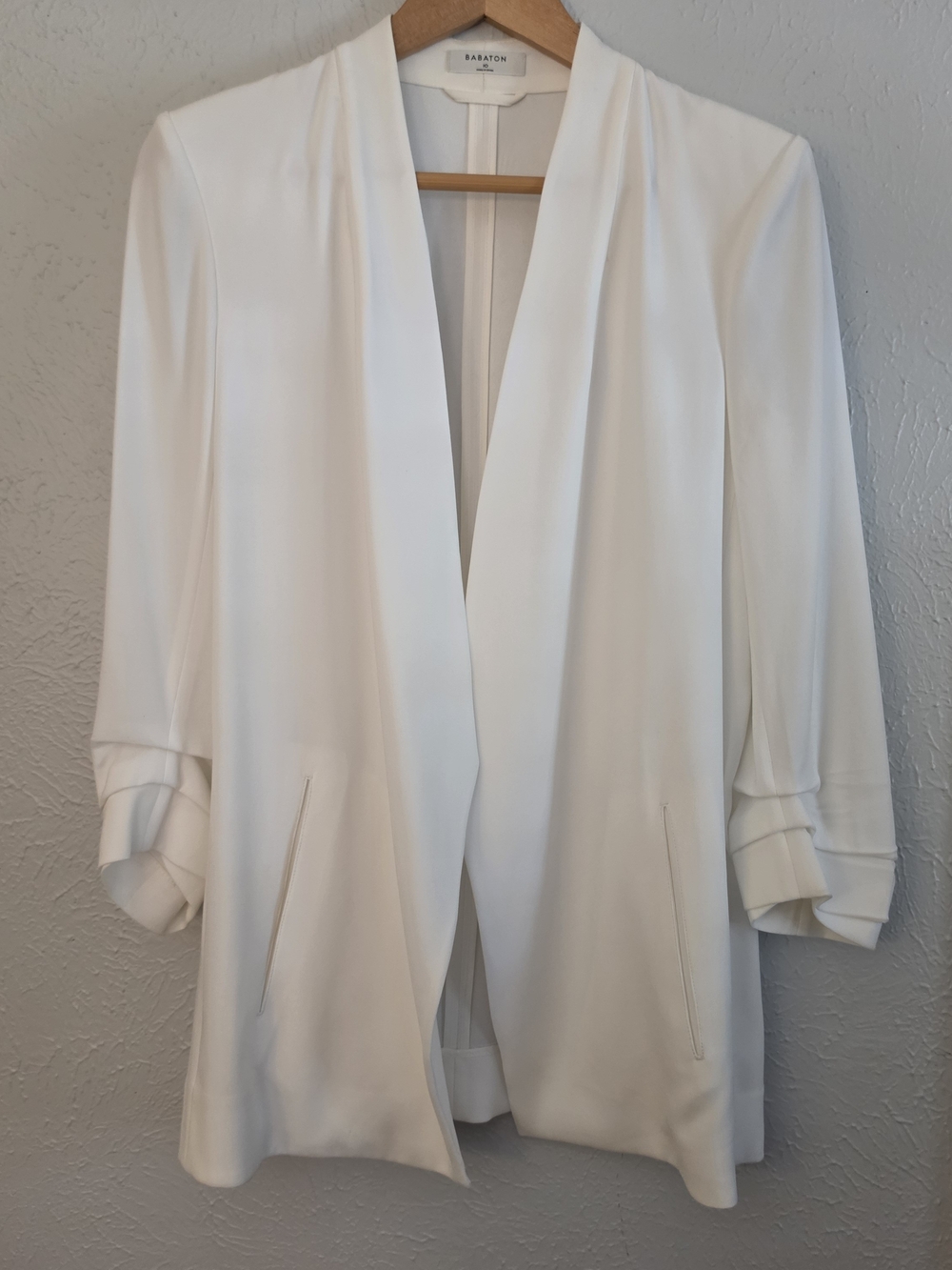 Babaton White Open-Front Draped Blazer